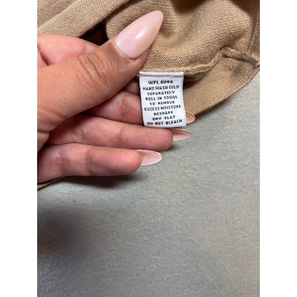 Style & Co Womens Large Tan Sleeveless Sweater Tank Top O-Ring Ruched Front - Picture 5 of 6